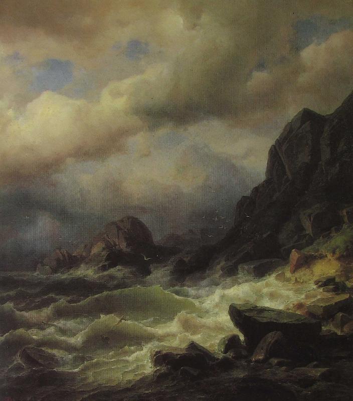 Friedrich Stahl Sturm an der Kuste oil painting image